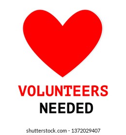 Volunteering icon concept. Circle shaped. Red heart with hand