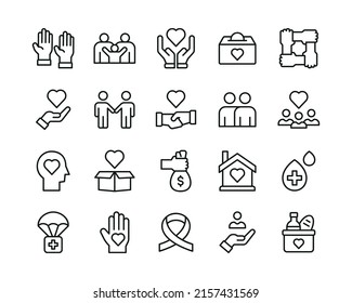 Volunteering Icon Set. Vector Graphic Illustration.