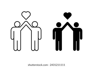 Volunteering icon vector set. Human hold heart symbol