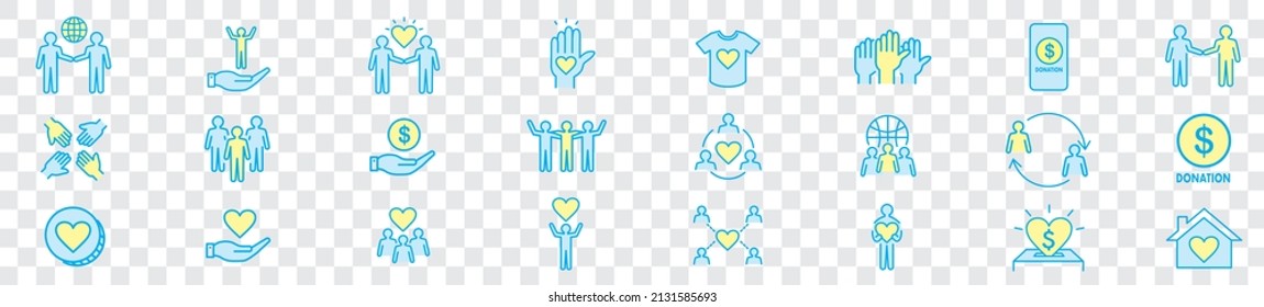 Volunteering icons set. Outline set of volunteering vector icons for web design isolated on white background