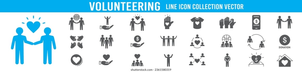 Iconos voluntarios conjunto ilustración vectorial