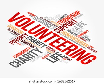 Volunteering word cloud collage, social concept background