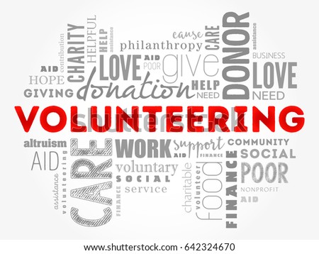 Volunteering word cloud collage, social concept background
