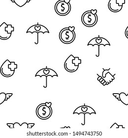 Volunteers, Charity Vector Seamless Pattern Thin Line Illustration
