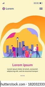 Volunteers community cleaning garbage flat vector illustration. People working in team for city ecology protection. Environment, nature and clean planet concept
