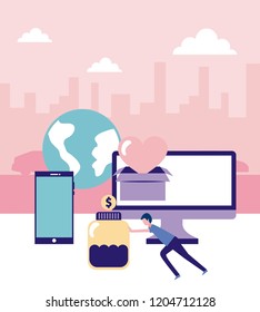 volunteers help work