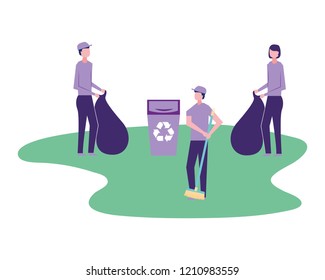 volunteers help work