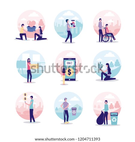 volunteers help work