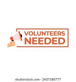 Volunteers needed banner for business, marketing and advertising. Vector illustration.