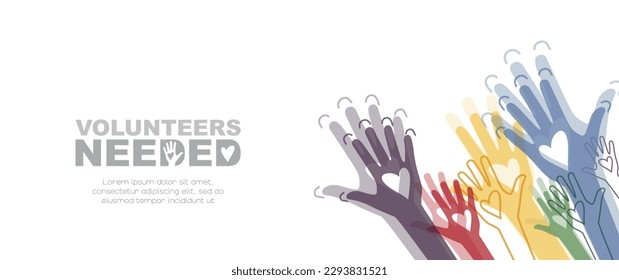Volunteers Needed banner. Flat vector illustration.