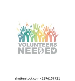 Volunteers Needed banner. Flat vector illustration.