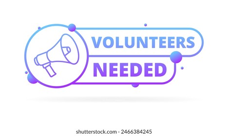 Volunteers needed banner icon. Flat style. Vector icon