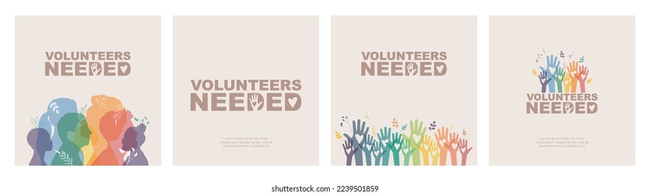 Volunteers Needed banners. Flat vector illustration. svg