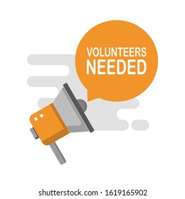 Volunteers needed. Flat style illustration. Isolated on white background. 