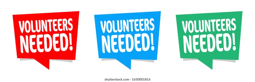Volunteers needed on speech bubble