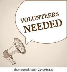 Los voluntarios necesitaban burbujas de habla. Altavoz. Cartel para negocios, marketing y publicidad. Ilustración del vector