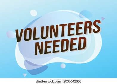 Volunteers needed word concept vector illustration with lines 3d style for social media landing page, template, ui, web, mobile app, poster, banner, flyer, background, gift card, coupon, label