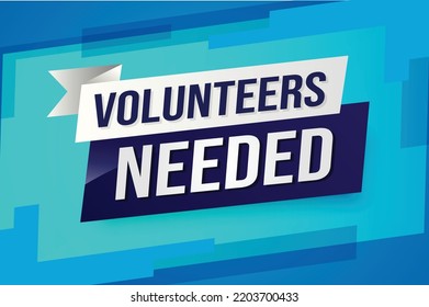 Volunteers needed word concept vector illustration with lines 3d style for social media landing page, template, ui, web, mobile app, poster, banner, flyer, background, gift card, coupon, label