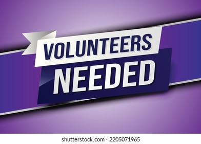 Volunteers needed word concept vector illustration with lines 3d style for social media landing page, template, ui, web, mobile app, poster, banner, flyer, background, gift card, coupon, label