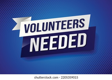 Volunteers needed word concept vector illustration with lines 3d style for social media landing page, template, ui, web, mobile app, poster, banner, flyer, background, gift card, coupon, label