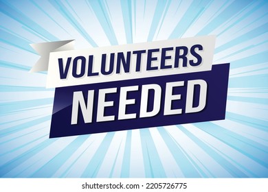 Volunteers needed word concept vector illustration with lines 3d style for social media landing page, template, ui, web, mobile app, poster, banner, flyer, background, gift card, coupon, label