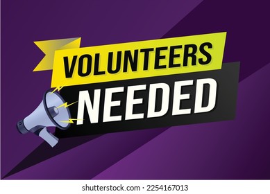 Volunteers needed word concept vector illustration with lines 3d style for social media landing page, template, ui, web, mobile app, poster, banner, flyer, background, gift card, coupon, label