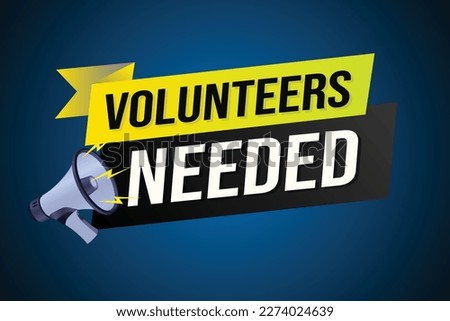 Volunteers needed word concept vector illustration with lines 3d style for social media landing page, template, ui, web, mobile app, poster, banner, flyer, background, gift card, coupon, label