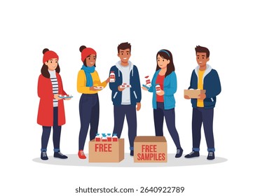 Volunteers sharing free medicine samples at donation