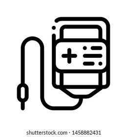Volunteers Support Bottle Vector Thin Line Icon. Volunteers Support, Help Charitable Organizations, Cross On Drop Bottle Linear Pictogram. People Silhouette Blood Donor Contour Illustration