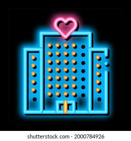 Voluntarios Apoyo Construyendo vector de señal de luz de neón. Icono brillante ilustración de símbolo transparente