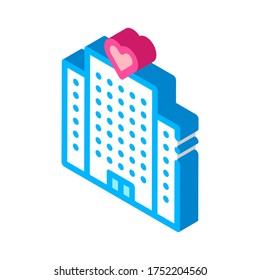 Volunteers Support Building vector isometric sign. color isolated symbol illustration