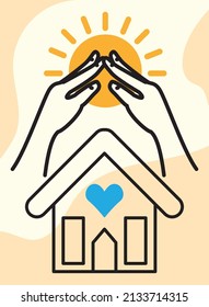 volunteers support charity, linear style
