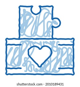 Volunteers Support Game Box sketch icon vector. Hand drawn blue doodle line art isolated symbol illustration