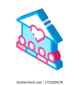 Volunteers Support House vector isometric sign. color isolated symbol illustration