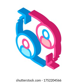 Volunteers Support Person vector isometric sign. color isolated symbol illustration