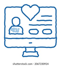 Volunteers Support Website sketch icon vector. Hand drawn blue doodle line art isolated symbol illustration