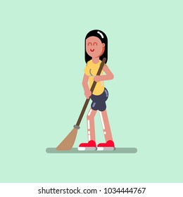 Voluntire female clean up the streets