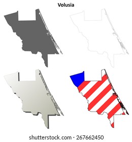Volusia County (Florida) outline map set