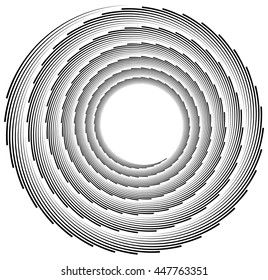 Volute, helix element made of lines. Logarithmic spiral.