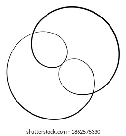 Volute, helix, spiral symbol, icon motif. Circular, radial line squiggle, squiggly bine, tendril design element. Doodle, scribble free-form line