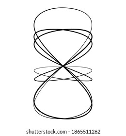 Volute, helix, spiral symbol, icon motif. Circular, radial line squiggle, squiggly bine, tendril design element. Doodle, scribble free-form line