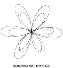 Volute, helix, and spiral vector illustration. Random circular squiggle, squiggly lines motif, mandala outline