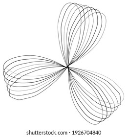 Volute, helix, and spiral vector illustration. Random circular squiggle, squiggly lines motif, mandala outline