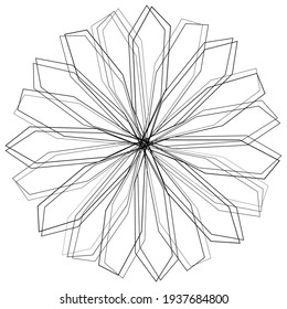 Volute, helix, and spiral vector illustration. Random circular squiggle, squiggly lines motif, mandala outline