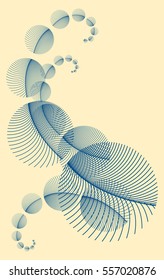 volutes of round feathers illustration in ivory and blue