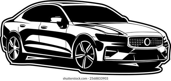 Volvo car black and white vector file