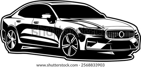 Volvo car black and white vector file