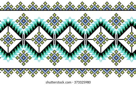 Volyn editable colorful ethnic patterns for embroidery stitch. Borders and frames. Art knitted. Ethnic motives of Ukraine folk, slavic  tradition. For fabric, print cup, textile, wallpaper. Polissya
