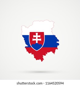 Volyn Oblast (Ukraine) map in Slovakia flag colors, editable vector.