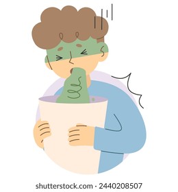 Vómito 4 lindo sobre un fondo blanco, ilustración vectorial.